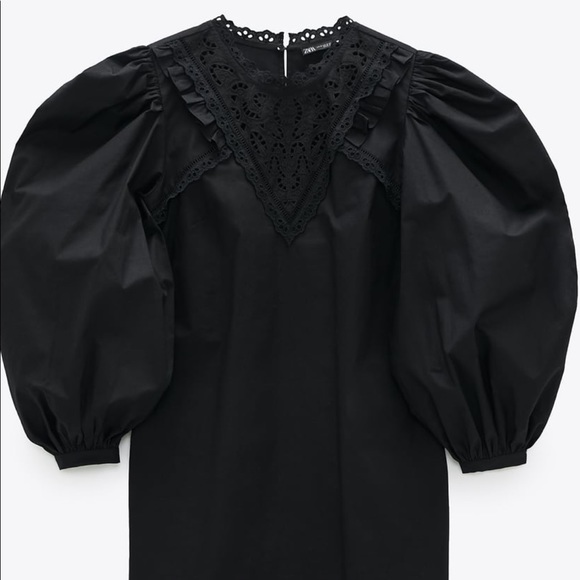 Zara voluminous poplin black mini dress - Picture 4 of 6